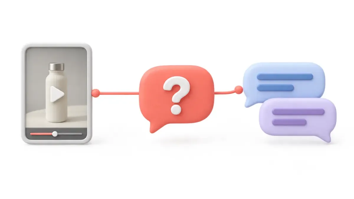 Bir ürün videosundan açık soruya ve iki yönlü yorum konuşmasına uzanan sade akış