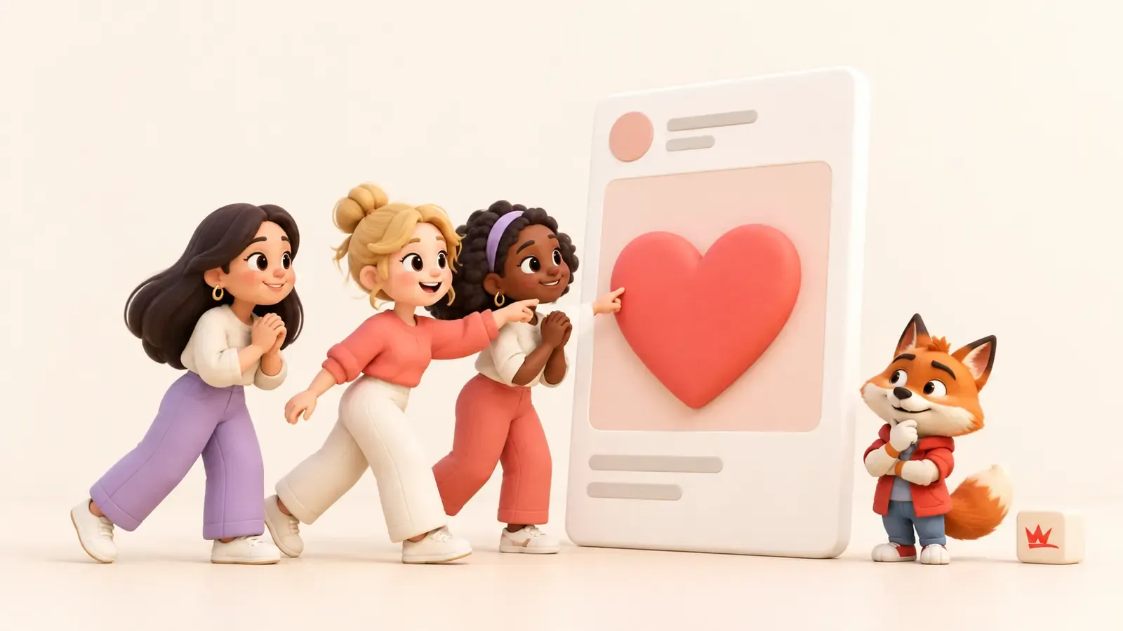 Kadın kullanıcı grubundan gelen beğeni desteğini tek Instagram gönderisi üzerinde inceleyen Wubito maskotu