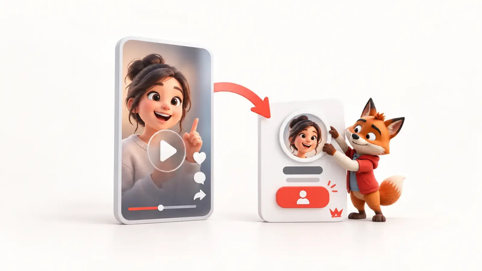 TikTok takipçi sayısını açık profil ve kullanıcı işaretleriyle anlatan Wubito maskotu