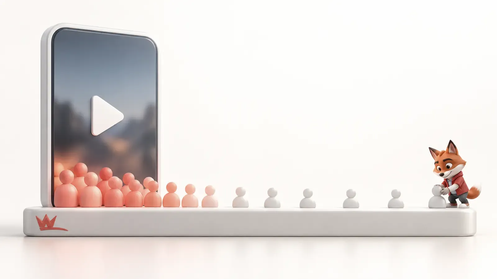 Turuncu tilki maskotunun ilk gün yükselen ve sonraki haftalarda süren video izlenmesini takip ettiği sade sahne