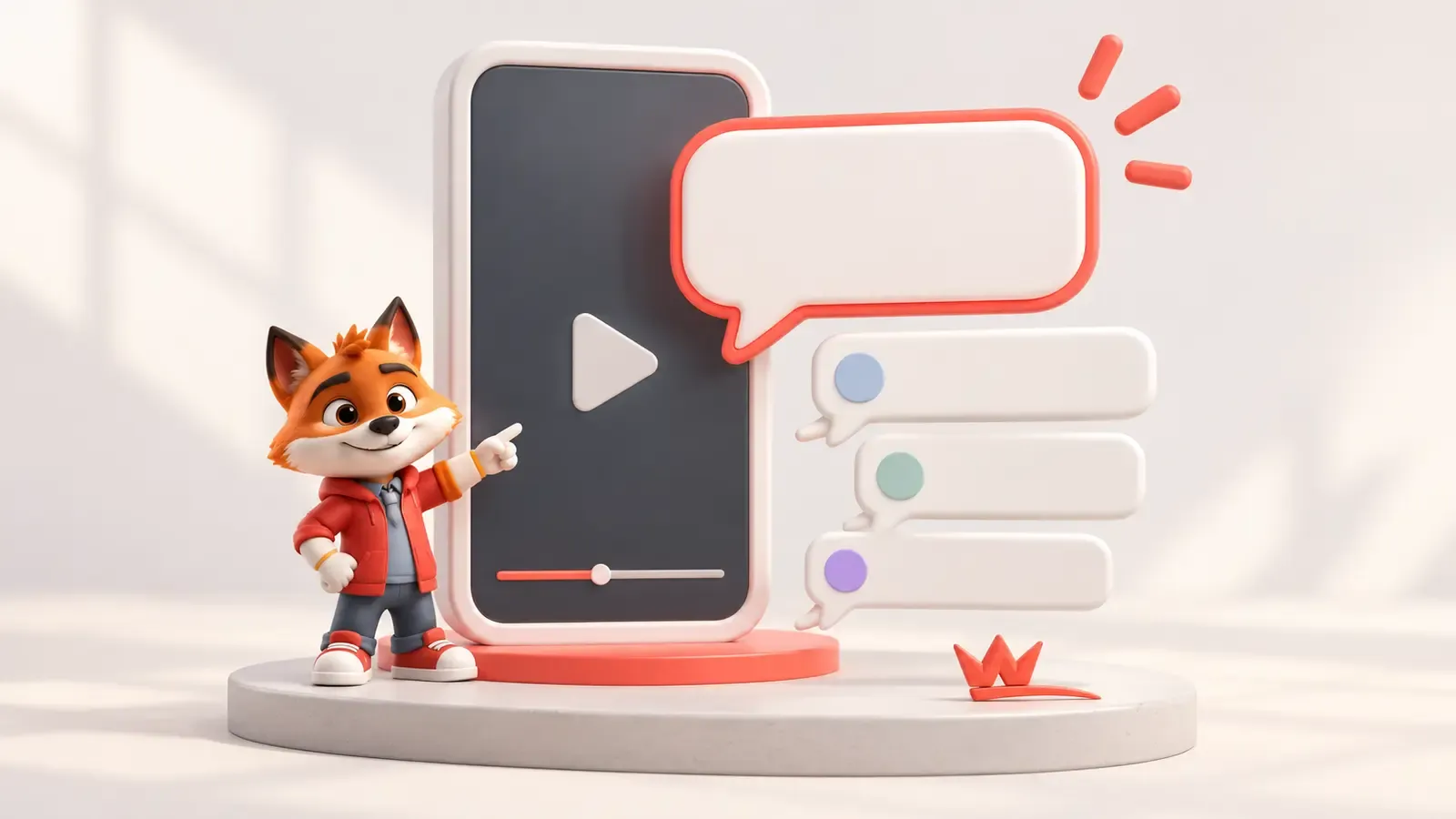 TikTok videosundaki açık soruyu ve yorum akışını gösteren Wubito maskotu