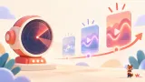 TikTok mikro trendinin zayıf sinyalden güçlü dalgaya ilerleyişini izleyen ölçer ve küçük kırmızı maskot