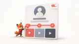 Kırmızı maskotun kısa video profilindeki biyografi ve video alanlarını kontrol ettiği sade TikTok sahnesi