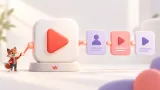 YouTube kanal vaadini Hakkında bölümünden üç video serisine taşıyan küçük turuncu tilki maskotu