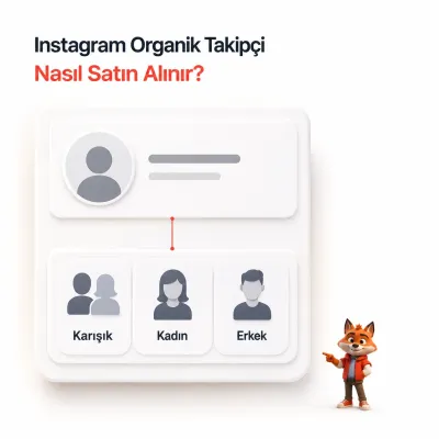 Karışık, kadın ve erkek organik takipçi türü seçimini gösteren Wubito sipariş görseli