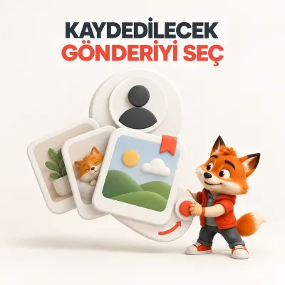 Profil kartından açılan gönderi yelpazesinde hedefe kaydetme işareti koyan Wubi görseli