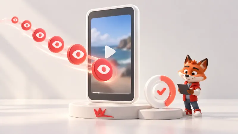 TikTok videosuna izlenme teslimatını kontrol eden Wubito maskotu
