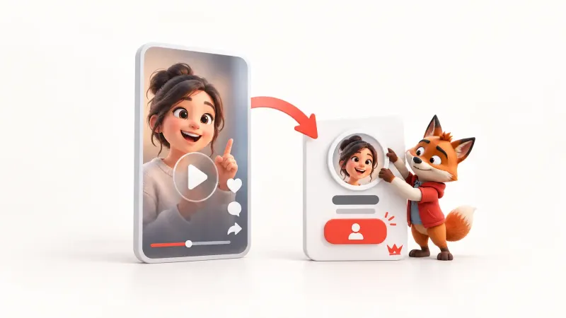 TikTok takipçi sayısını açık profil ve kullanıcı işaretleriyle anlatan Wubito maskotu