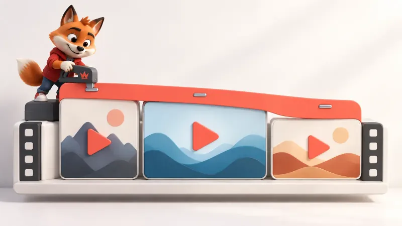 YouTube kanalındaki dağınık programları tek izleyici yolunda toplayan küçük turuncu tilki maskotu