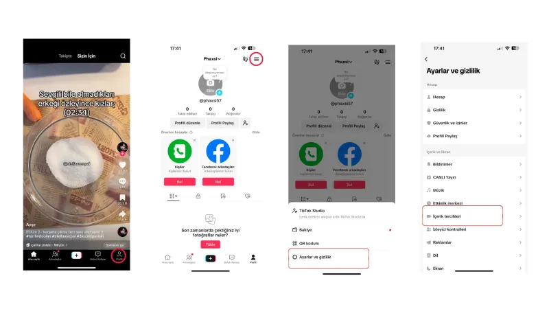 Tiktok onerilen aramalari kapatma adim-1